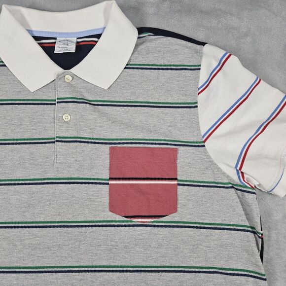 Brooks Brothers Shirt Mens XXL Performance Polo Slim Fit Striped Preppy Golf - Picture 2 of 11
